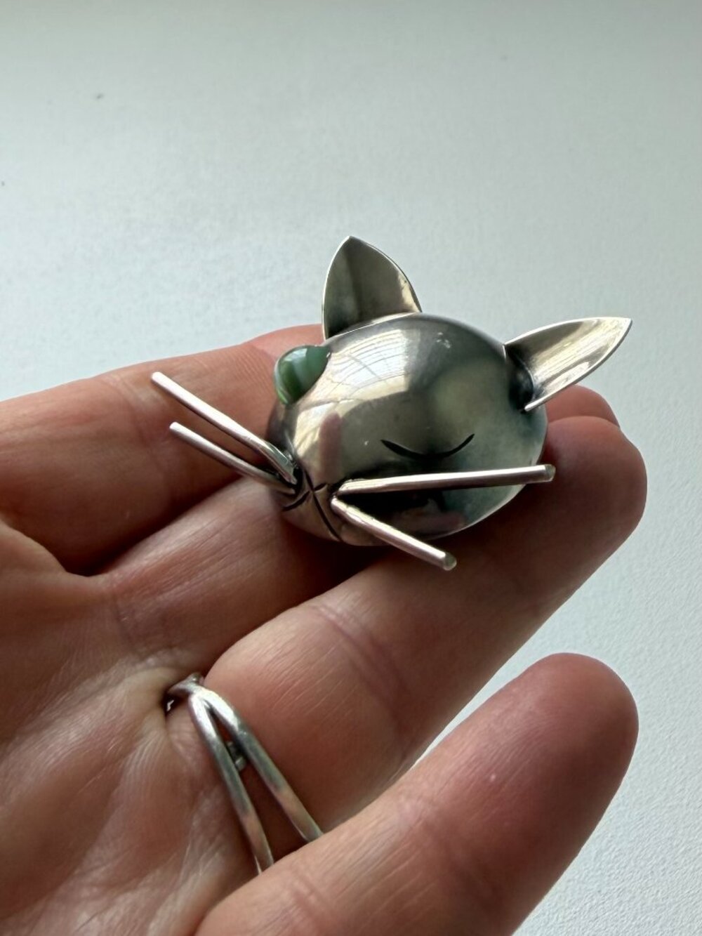 JoPol for Georg Jensen~Sterling Silver~Winking Cat Pin - Picture 5 of 6